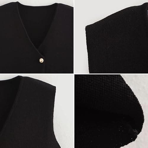 FindThy Women’s Cropped Knit Vest V Neck Button Up Solid Color Sleeveless Gilet Tank Tops thumbnail 5