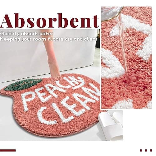 RORA Peach Bath Mat Peachy Clean Bath Mats for Bathroom Non Slip Coral Pink Bathroom Rugs Washable Bathtub Mat Toilet Rug(25.2"X20.5") thumbnail 4