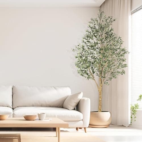 Realead Artificial Olive Tree 10 Feet, Large Fake Olive Tree with Natural Wood Trunk and Lifelike Fruits, Tall Faux Olive Tree 10ft for Home Office Decor thumbnail 2