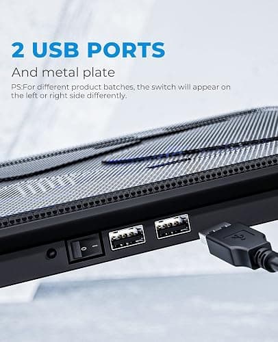 havit HV-F2056 15.6"-17" Laptop Cooler Cooling Pad - Slim Portable USB Powered (3 Fans), Black/Blue thumbnail 4