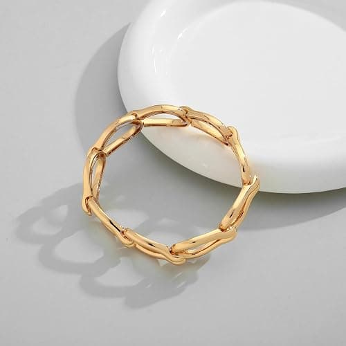HUAYUNFANG Chunky Gold Stretch Bracelet for Women Adjustable Elastic Chain Bracelet Bold Statement Bracelet Trendy Jewelry thumbnail 7