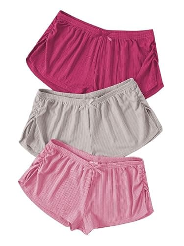 SHENHE Women's 3 Pack Soft Pajama Shorts Elastic Waist Solid Lounge Shorts Sleepwear - Image 1