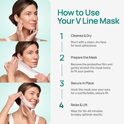 Plantifique V-Line Face Mask with Hyaluronic Acid, 5 Pack Chin Strap for Double Chin, V Line Lifting Masks - V Shape Face Tape, Jawline & Neck Mask for Skin Firming thumbnail 3