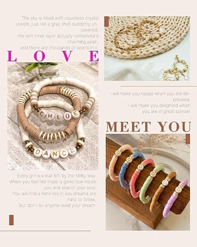 Sistenia 20,000 Pcs Clay Beads Bracelet Making Kit, 120 Colors 6 Boxes Polymer Beads Spacer Heishi Beads & Jewelry Kit with Pendant Charms Elastic Strings, Crafts Gift for Kids Adults thumbnail 6