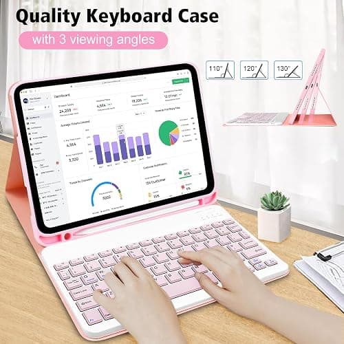 AGARELE Keyboard case for iPad (A16) 11th Gen 2025 11" & iPad 10th Gen 2022 10.9", UK layout Wireless Detachable Folio Keyboard Cover with Pencil Holder, Thin & Light – Light Pink thumbnail 6