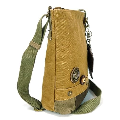 Canvas Patchwork Cross-body BROWN Messenger Bag (Metal Dragonfly +Teal Flowers) thumbnail 9