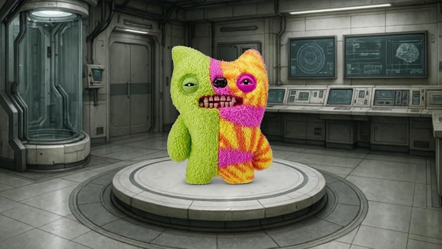 Fuggler Misfit Monsters Series 1 9" by ZURU Funny Ugly Monster Plush Toy (Munch Tooth - Green & MultiBoth Teddy Fleece) thumbnail 2