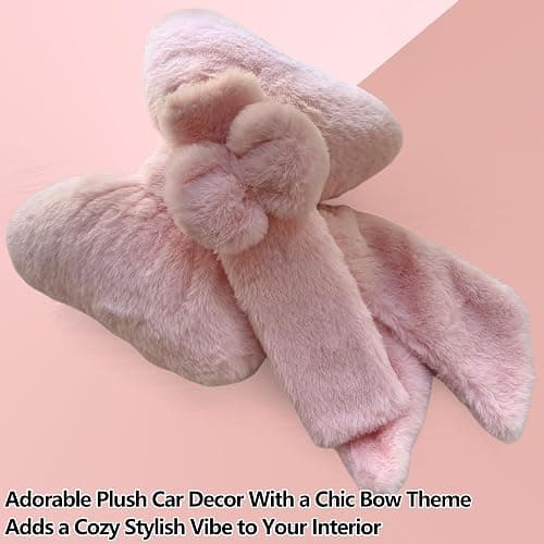 UINSUE Car Neck Pillow 2PCS Plush Bowknot Car Headrest Pillow – Comfortable Neck Support for Driving Soft Touch Fabric Car Pillow Cute Interior Decor (Pink Set 4 Pcs) thumbnail 4