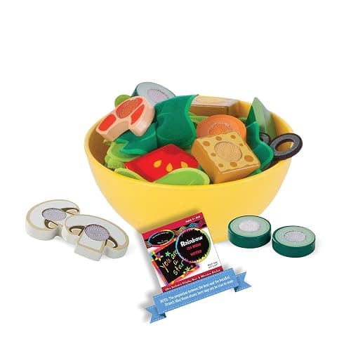 Slice & Toss Salad: Play Food Set Bundle with 1 Theme Compatible M&D Scratch Fun Mini-Pad (09310) - Image 1