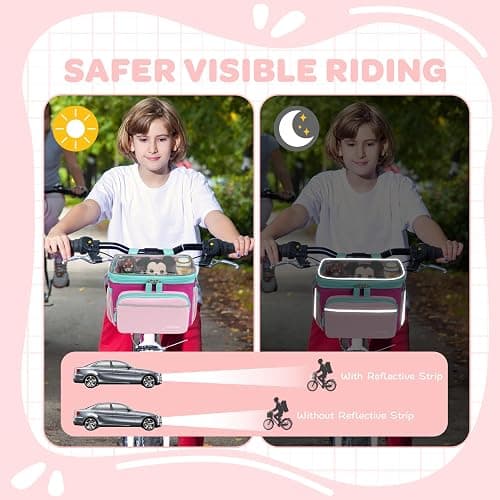 Jaffzora Kinder-Fahrradkorb, Vorderrahmen, Lenkertasche für Kleinkinder, Roller, Dreirad, Fahrrad, niedlicher Kleiner Stoff-Fahrradkorb für Jungen und Mädchen thumbnail 2