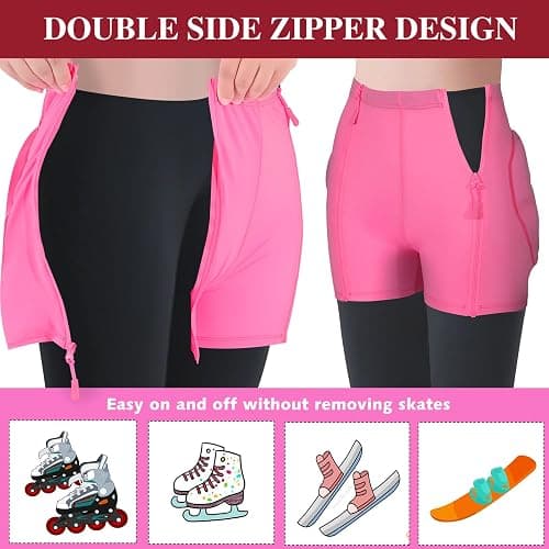 Kids Snowboard Protection Impact Shorts with Zipper，Snowboard Butt Pad Women, Butt Pads Snowboarding for Ski Protection Snowboard Padded Shorts thumbnail 6