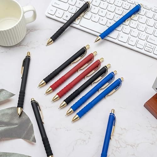 Linbsunne Ballpoint Pens Medium Point 1mm Pen with Super Soft Grip Ball Point Pen for Men Women Retractable Pens (Blue Ink+Black Ink+Red Ink) thumbnail 7