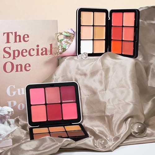 HOSAILY Cream Blush & Concealer Palette, 12 Colors, Long Wearing, Smudge Proof, Blendable Matte Finish, Face Makeup (02) thumbnail 7