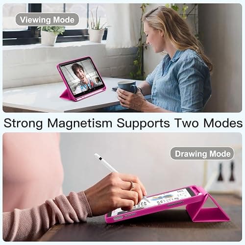 Akkerds Compatible with iPad (A16) 11th Generation Case 11 Inch 2025, for iPad 10th Generation Case 10.9 Inch 2022 with Pencil Holder, Slim Trifold Stand Protective Cover with Soft TPU Back, Rose thumbnail 6