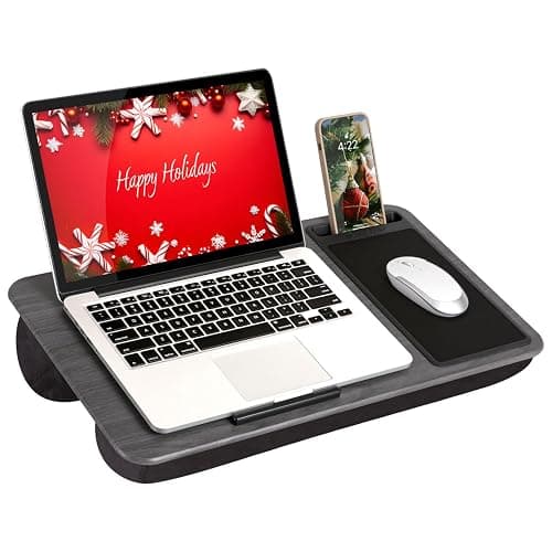 LAPGEAR Home Office Lap Desk with Device Ledge, Mouse Pad, and Phone Holder - Gray Woodgrain - Fits up to 15.6 Inch Laptops - Style No. 91545 - Image 1