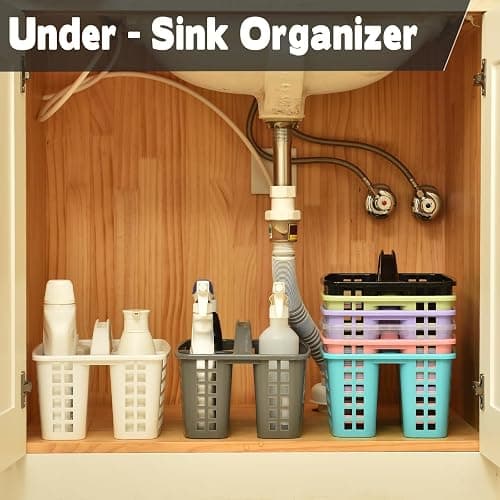 Haundry Plastic Shower Caddy Basket with 3 Compartments, Portable Divided Cleaning Supply Storage Organizer with Handle (Clear) thumbnail 8