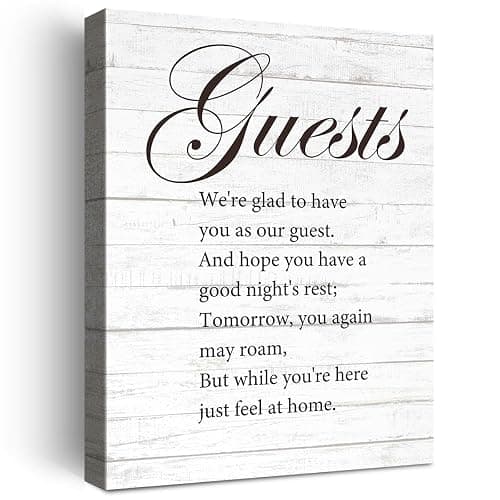 Be Our Guest Wall Decor,Guest Room Decor,Guests We're Glad to Have You as Our Guest Canvas Poster Print for Guest Room Bedroom Wall Decor W664 - Image 1