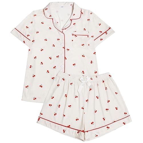 Fhykiss Women's 2 Piece Pajama Set Loungewear Pajamas Cute Pjs Sets Sleepwear Button Down Lounge Sets Soft Preppy Y2k - Image 1