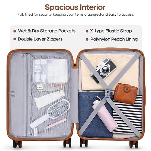 UKEIN Luggage Set with Backpack,Hardshell Carry On Luggage Airline Approved | 20inch Suitcase Set with 360° Smooth Spinner Wheels,TSA Lock,YKK Zippers,Lightweight 3 Piece,Polycarbonate thumbnail 3