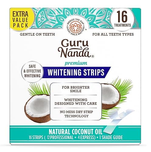 GuruNanda Teeth Whitening Strips - 16-Day Treatment with Non-Slip, Dry Strip Technology - Whitening Designed with Care for a Brighter Smile - 32 Count (Pack of 1) - Image 1