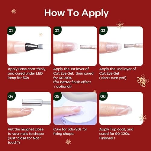 modelones Christmas Gel Nail Polish Set, Winter Cat Eye Red Dark Green Blue Glitter Gold Silver Gel Polish Kit Soak Off Nail Art Manicure Home Gift for Women Girls thumbnail 7