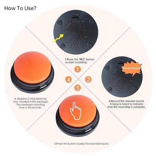 Artist Unknown 4 Color Voice Recording Button, Dog Buttons for Communication Pet Training Buzzer, 30 Second Record & Playback, Funny Gift for Study Office Home - 4 Color Packs thumbnail 6