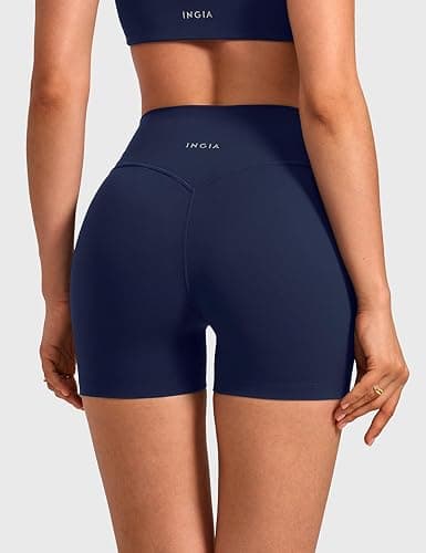 INGIA No Front Seam Biker Shorts 4''/ 6'' | High Waist, Running, Spandex, Yoga, Gym, Workouts Shorts, for Women thumbnail 2