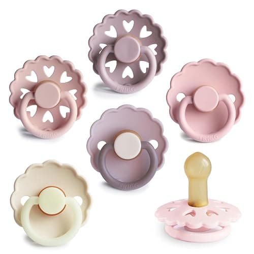 FRIGG Natural Rubber Baby Pacifier 6-Pack Blooming Love | Made in Denmark | BPA-Free (6-18 Months) - Image 1