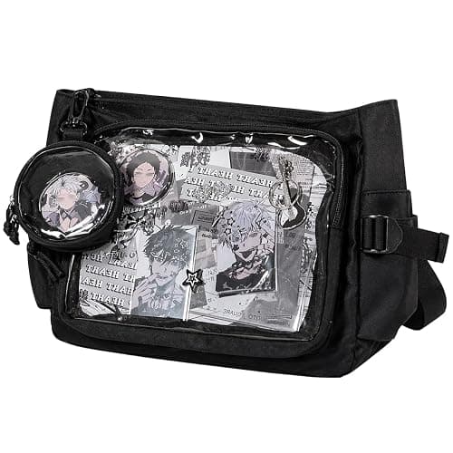 Inshere Ita Messenger Bag, Nylon Cute Pin Display Crossbody Bags Handbags Kawaii Shoulder Purse - Image 1