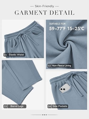 ATHMILE Barrel Sweatpants Women Fall Fashion Wide Leg Pants 2025 Baggy Lounge Comfy Flowy Sweat Pants with Pockets thumbnail 4