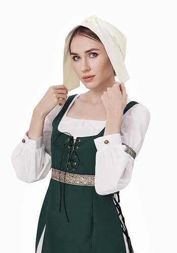 FURPHI Medieval Winged Coif Cap Renaissance Peasant Amish Hat Women's Colonial Cosplay Headwear Accessories thumbnail 3