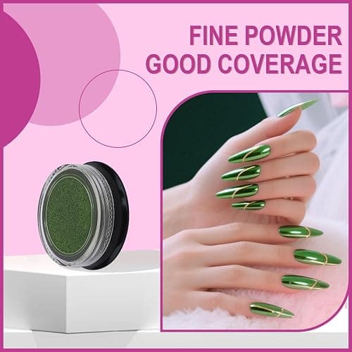 Artdone 16 Jars Chrome Nail Powder Magic White Pearl Kit Mirror Effect Silver Metallic Holographic Dip Nail Powder Decoration Iridescent Aurora Mermaid Pigment thumbnail 5