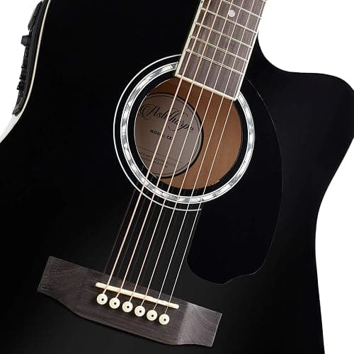 Ashthorpe Full-Size Cutaway Thinline Acoustic-Electric Guitar Package - Premium Tonewoods - Black thumbnail 4