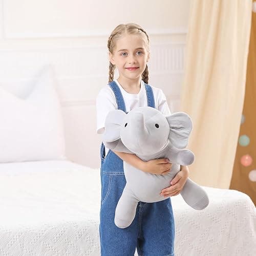 WeBingo 4.2 lbs Elephant Weighted Stuffed Animals, 24" Weighted Elephant Plush Toy Weighted Plush Animal Throws Pillows Gifts for Kids & Adults(Gray) thumbnail 2