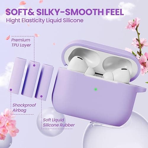 Case for Airpods Pro 3 Cover for Men Women Girl, Compatible Airpods Pro 3rd Generation Case, Soft Silicone Apple iPod Pro 3 Gen Protective Cover Skin with Keychain Cleaner Pen, Purple thumbnail 3