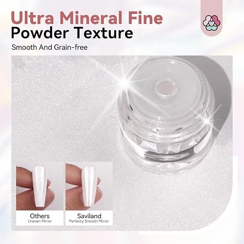 SAVILAND White Pearl Chrome Nail Powder: 1g Metallic Mirror Effect Unicorn Chrome Powder Iridescent Pearlescent Aurora Mermaid Pigment Glitter Dust Kit for DIY Nail Art Decoration Home & Salon Use thumbnail 4