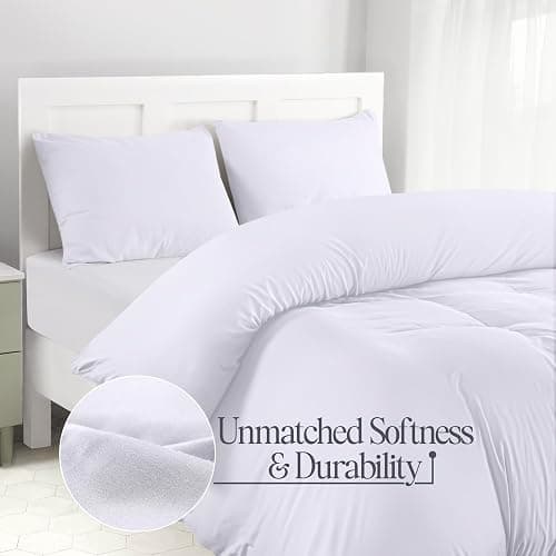 Utopia Bedding Duvet Quilt Cover Set with Pillow cases, Double - Soft Microfibre Polyester (White) - Double - White thumbnail 4