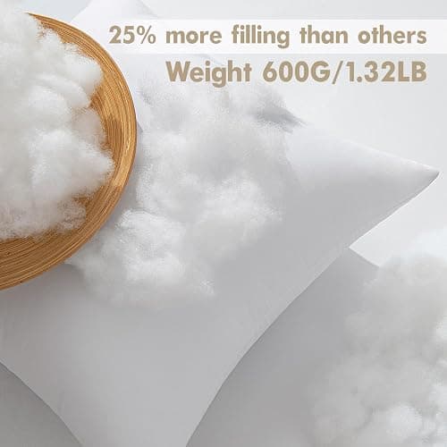 MIULEE Pillows Inserts, Pack of 4 20x20 Inch 100% Virgin Microfiber Filling Throw Pillows for Bed Couch Sofa thumbnail 4