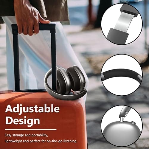 Wentronic Y01 Wireless Over Ear Headphones, Noise Canceling Bluetooth 5.3 Headphones with Microphones,Hi-Res Audio,48H Playtime,Foldable,Breathable Soft Earpads for iOS/Android/Samsung/PC-Space Grey thumbnail 4