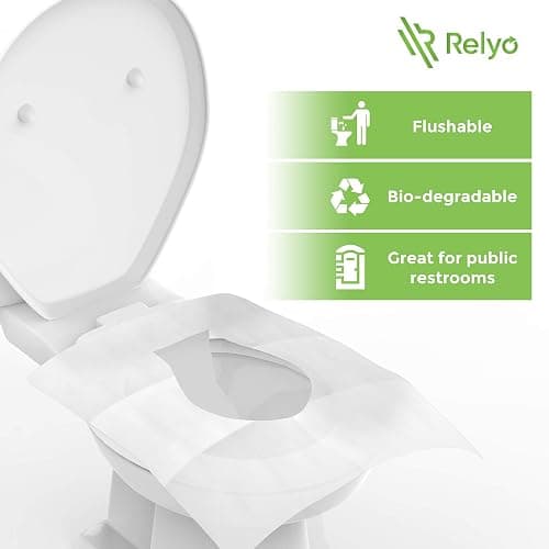 Toilet Seat Cover Paper Flushable (50 Pack) - XL for Adults and Kids Potty Training, 100% Biodegradable Travel Supplies Essentials for Public Restrooms, Airplane, Camping, Festivals thumbnail 3