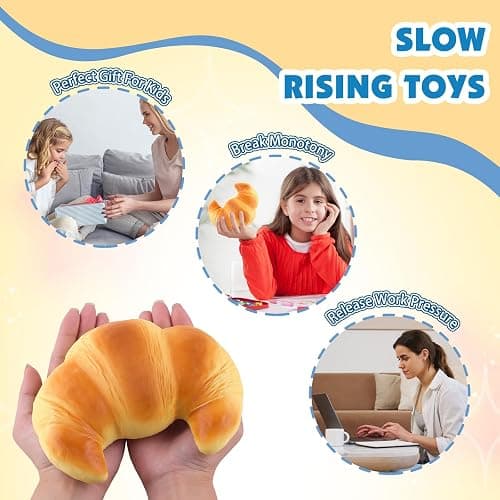 Anboor Slow Rising Squishies Toys for Kids Bread Squishys Foam Food Croissant Jumbo Big Stress Squishes Cute Giant Squeeze Toy thumbnail 6