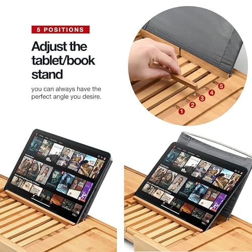 Luxury Foldable Bathtub Tray Caddy - Waterproof Wooden Bath Organizer for Wine, Book, Soap, Phone - Expandable Size Fits Most Tubs thumbnail 3