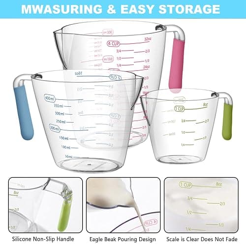 AIKEXIN 20-Piece Measuring Cups and Spoons Set, Nesting Stainless Steel Measuring Cups Spoons with Plastic Measuring Cup for Dry and Liquid Ingredients, Kitchen Cooking & Baking Gadgets thumbnail 7