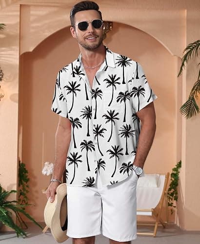 KYKU Funky Hawaiian Shirt for Men Palm Beach Shirts Tropical Vacation Clothes thumbnail 3