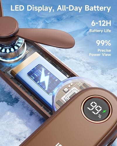 SWEETFULL Portable Handheld Mini Fan with LED Display, 3-in-1 Personal Foldable USB Rechargeable Hand Held Fan & Flashlight for Travel, Lash Eyelash, Cute Small Pocket for Women, Girls thumbnail 3