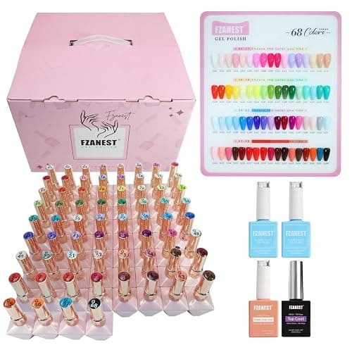 FZANEST 72pcs Gel Nail Polish Set, Hema-free Tpo-free 68 Bright Summer Candy Colors With Top Base Coat Builder Gel Soak Off Nail Salon Kit - Image 1