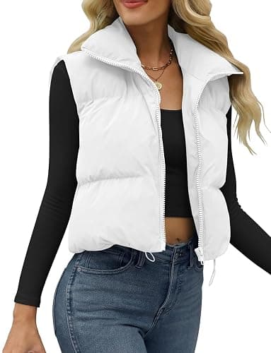 JZC Women's Crop Puffer Vest Lightweight Sleeveless Jacket 2025 Fashion Winter Outerwear Padded Gilet thumbnail 4