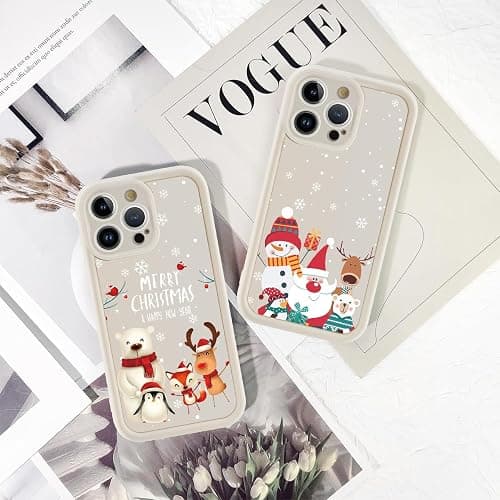 Yomjew 2 Pack Christmas Phone Case for iPhone 14 Pro 6.1", Cute Cover with Red Xmas Santa Elk Snowman Snowflake Pattern Full Camera Lens Shockproof Soft Silicone Cover for Girl Women thumbnail 7