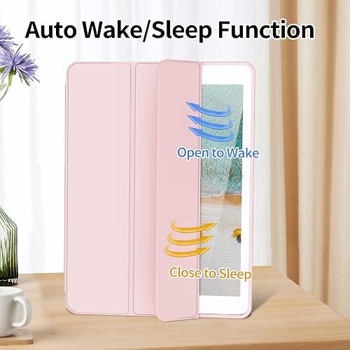 GKABXY Case for iPad 9th/8th/7th Generation 2021/2020/2019 10.2 Inch | With Pencil Holder, Soft TPU Back & Tri-fold Stand Protective, Auto Wake/Sleep for iPad 10.2 Inch, Pink thumbnail 6