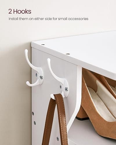 VASAGLE 7-Tier Vertical Shoe Rack, Narrow Shoe Storage Organizer with Hooks, Slim Corner Tower Shelf, Space-Saving for Entryway and Bedroom, White ULBS200T14 thumbnail 6
